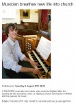 Mūziķis no Latvijas muzicē Anglijas baznīcā