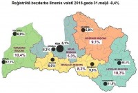 Reģistrētā bezdarba līmenis Latvijā maijā pazeminājies līdz 8,4%