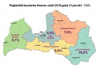 Latvijā reģistrētā bezdarba līmenis janvārī pieaudzis līdz 7%