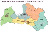 Bezdarba līmenis Latvijā oktobra beigās saglabājās 6,1% līmenī