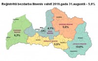 Reģistrētā bezdarba līmenis Latvijā augustā samazinājies līdz 5,9%