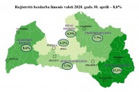 Latvijā bezdarba līmenis aprīlī pieaudzis līdz 8%; visvairāk tas palielinājies Rīgā