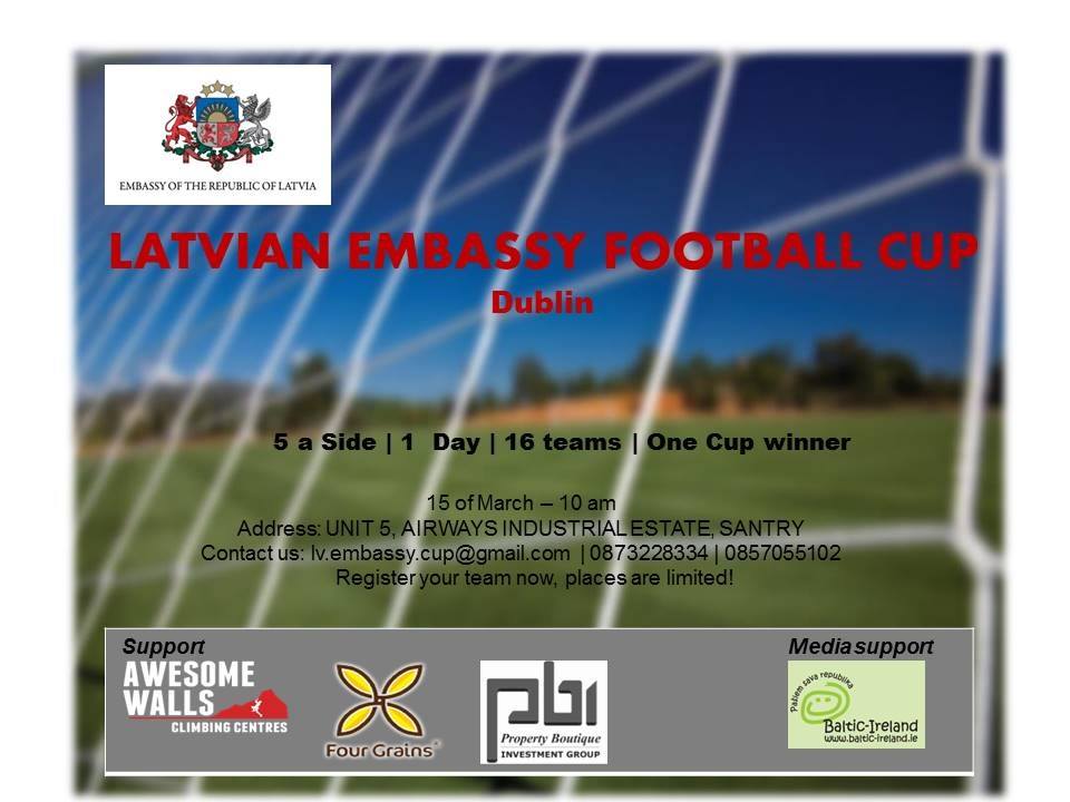 Vēstniecība aicina piedalīties Latvijas vēstniecības kausa izcīņā mini futbolā!