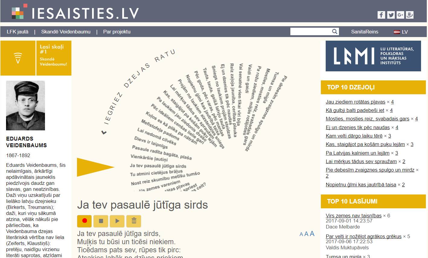 Akcija “Skandē Veidenbaumu!” atvērta tiešsaistē