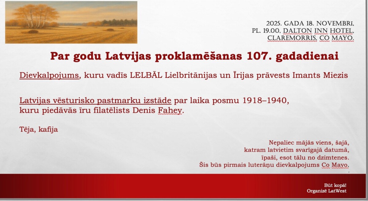 Valsts svētku dievkalpojums un izstāde Claremorris