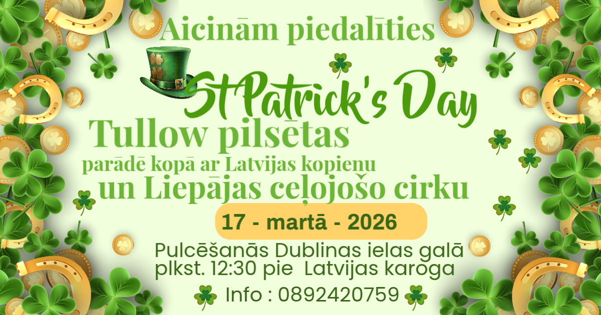 Aicina pievienoties Sv. Patrika dienas parādei Tullow